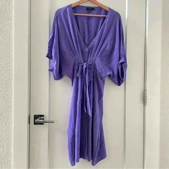 Ted Baker Purple Silk Y2K Puff Sleeves Dress Size 4 - Picture 1 of 10